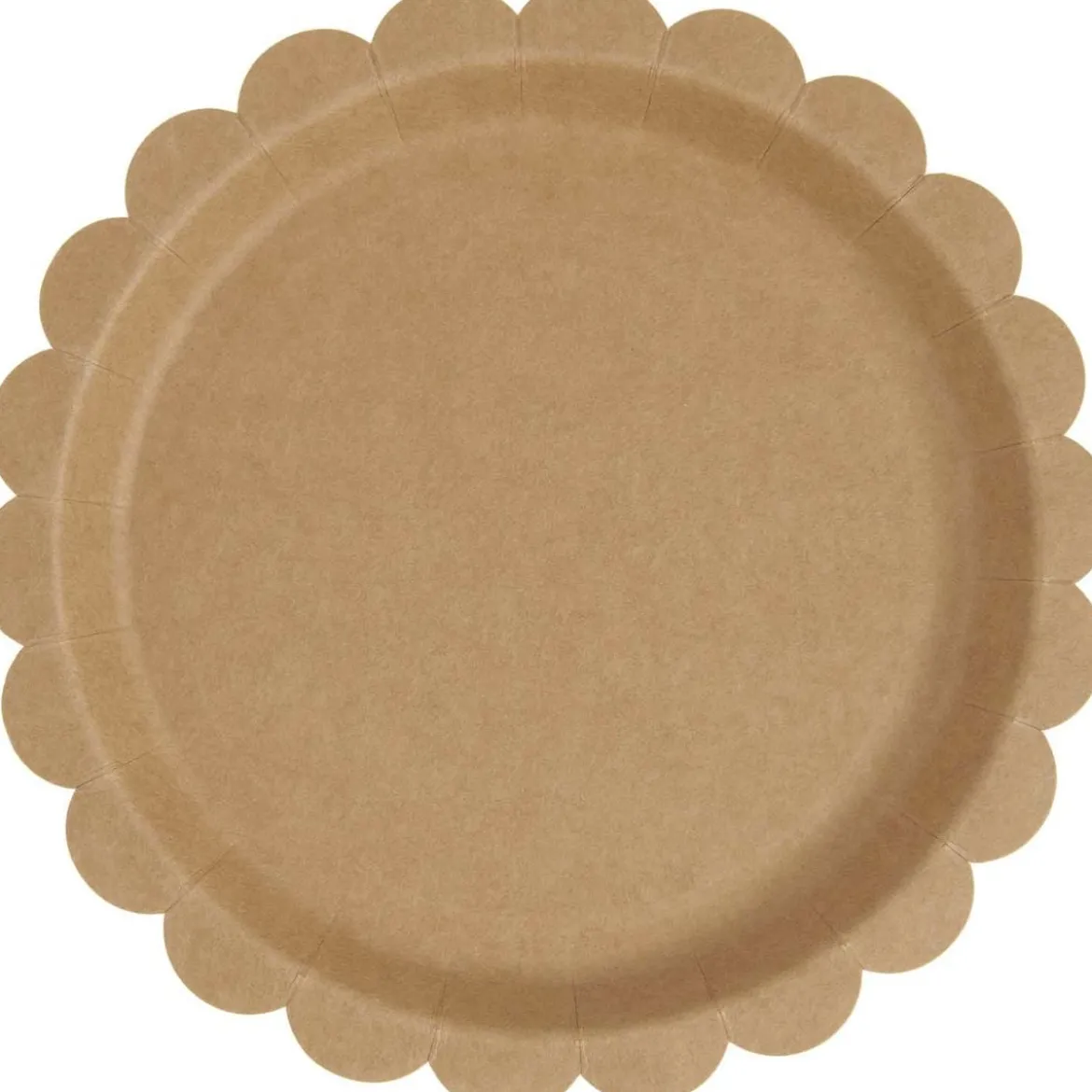 Pappteller aus Kraftpapier mit Wellenrand 23cm von Rico Design, 8 Stück