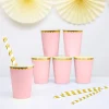 Partybecher Wellenrand rosa gold Pappe 6 Stück 220ml