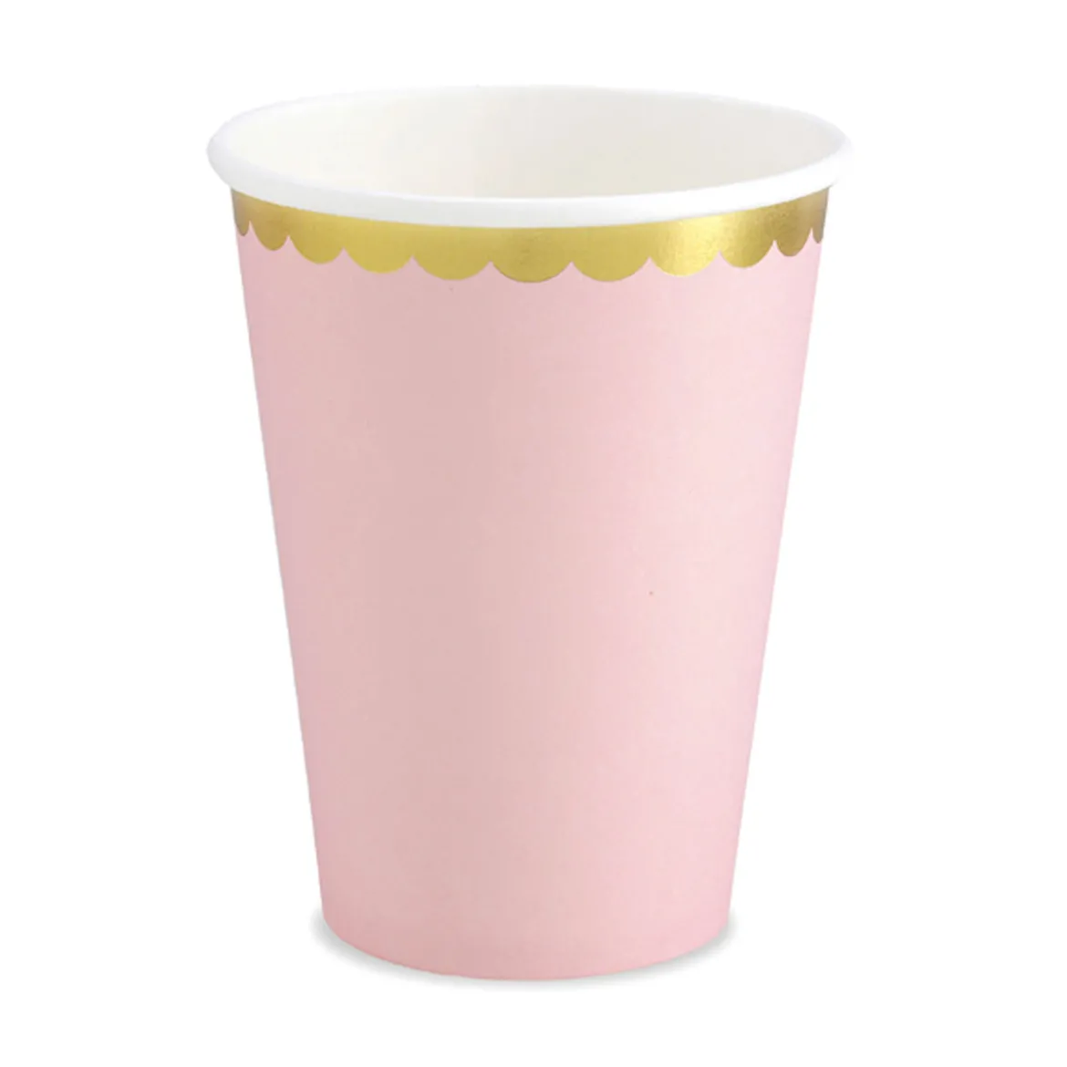 Partybecher Wellenrand rosa gold Pappe 6 Stück 220ml