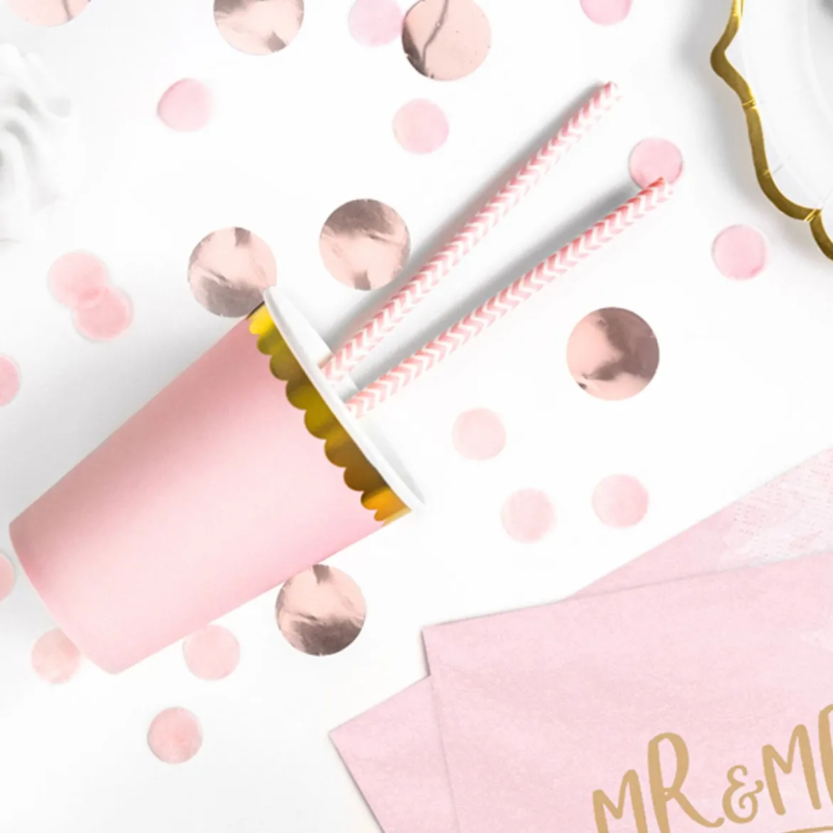 Partybecher Wellenrand rosa gold Pappe 6 Stück 220ml