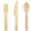 Partybesteck aus Holz mit goldenen Sternchen 16cm, 18tlg.