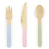 Partybesteck Holz Besteckset 6 Sets pastell 16cm