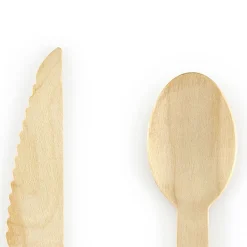 Partybesteck Holz Besteckset 6 Sets pastell 16cm