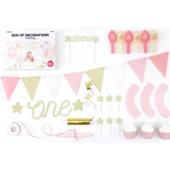 Party Dekoset 1st Birthday rosa gold für 6 Personen