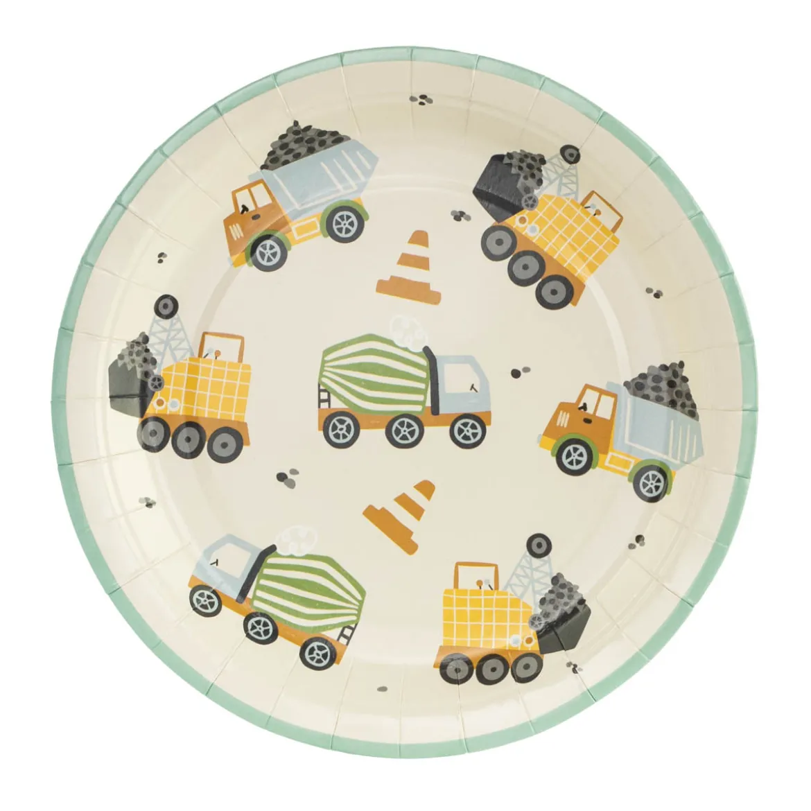 Party Pappteller Baufahrzeuge 18cm Ø 6er Pack