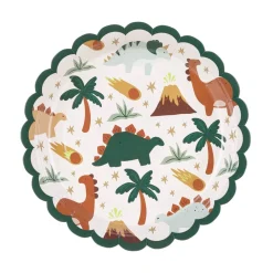 Party Pappteller Dinosaurier mit Wellenrand 18cm Ø 6er Pack