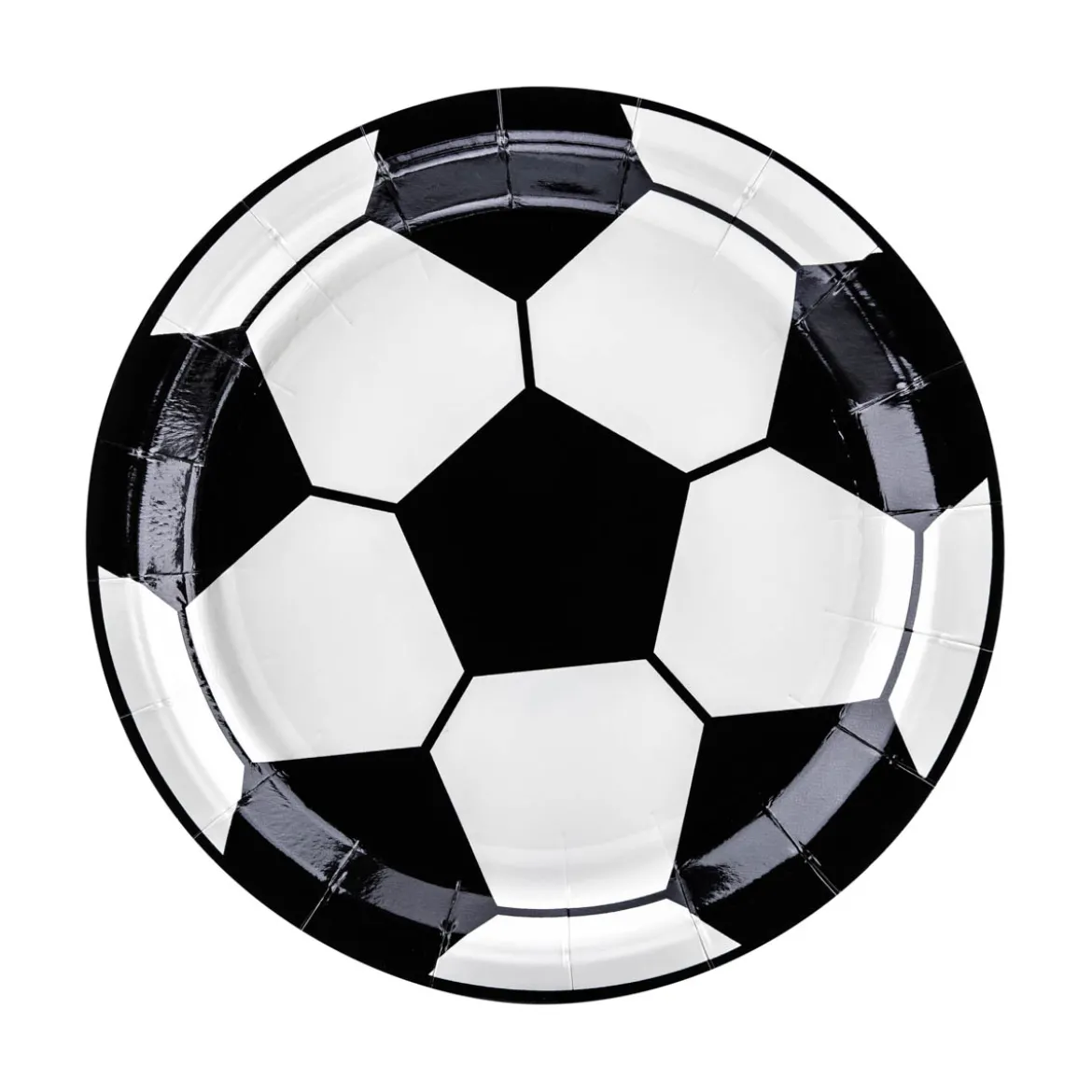 Party Pappteller Fußball schwarz-weiß 18cm Ø 6er Pack