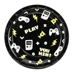 Party Pappteller Gaming schwarz weiß 23cm Ø 6er Pack