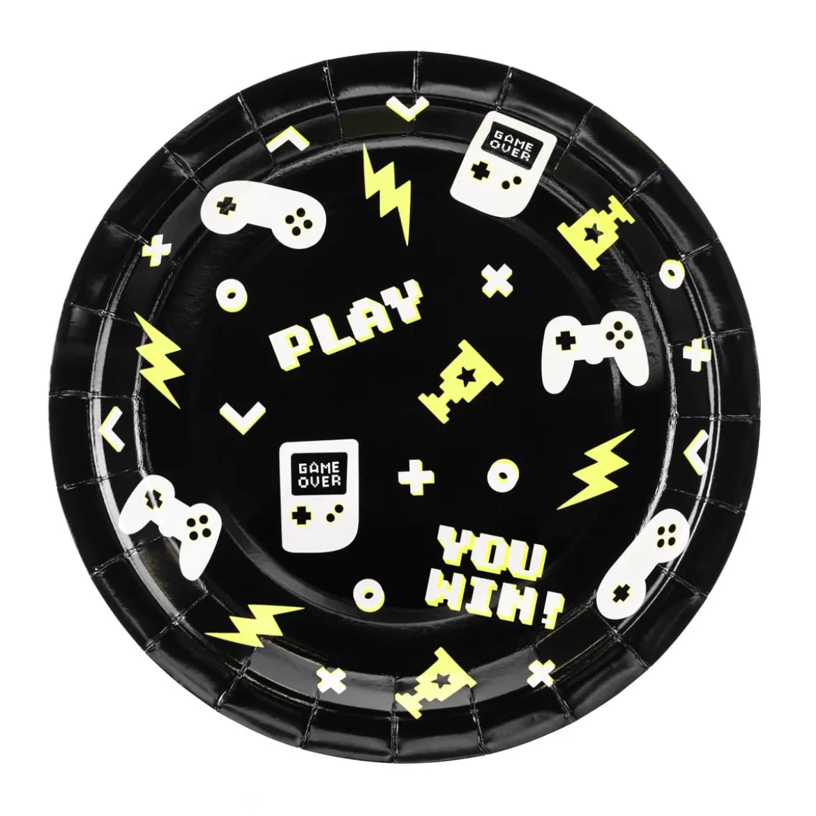 Party Pappteller Gaming schwarz weiß 23cm Ø 6er Pack