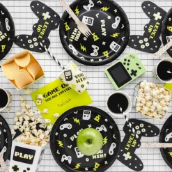 Party Pappteller Gaming schwarz weiß 23cm Ø 6er Pack