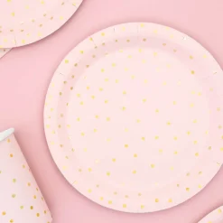 Party Pappteller Pünktchen rosa gold 18cm Ø 6er Pack