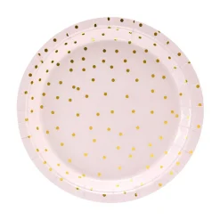 Party Pappteller Pünktchen rosa gold 18cm Ø 6er Pack