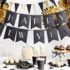Party Pappteller Sterne schwarz gold Sechseck 20cm Ø 6er Pack