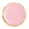 Partyteller Wellenrand rosa gold Pappe 6 Stück 18cm