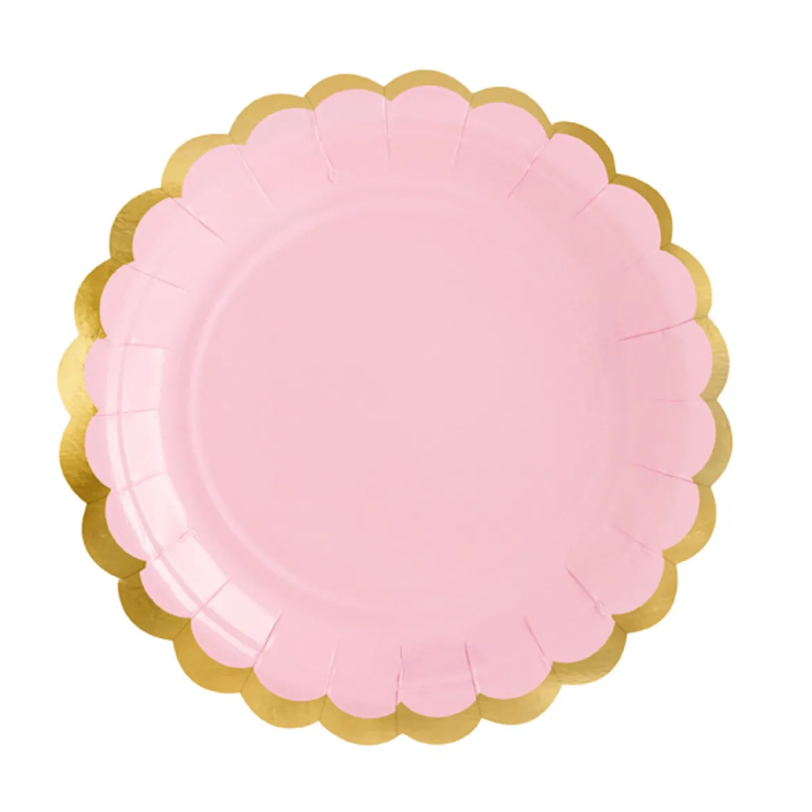Partyteller Wellenrand rosa gold Pappe 6 Stück 18cm