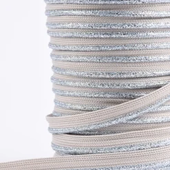 Paspelband Polyester beige Glitzer Lurex silber Breite: 1cm