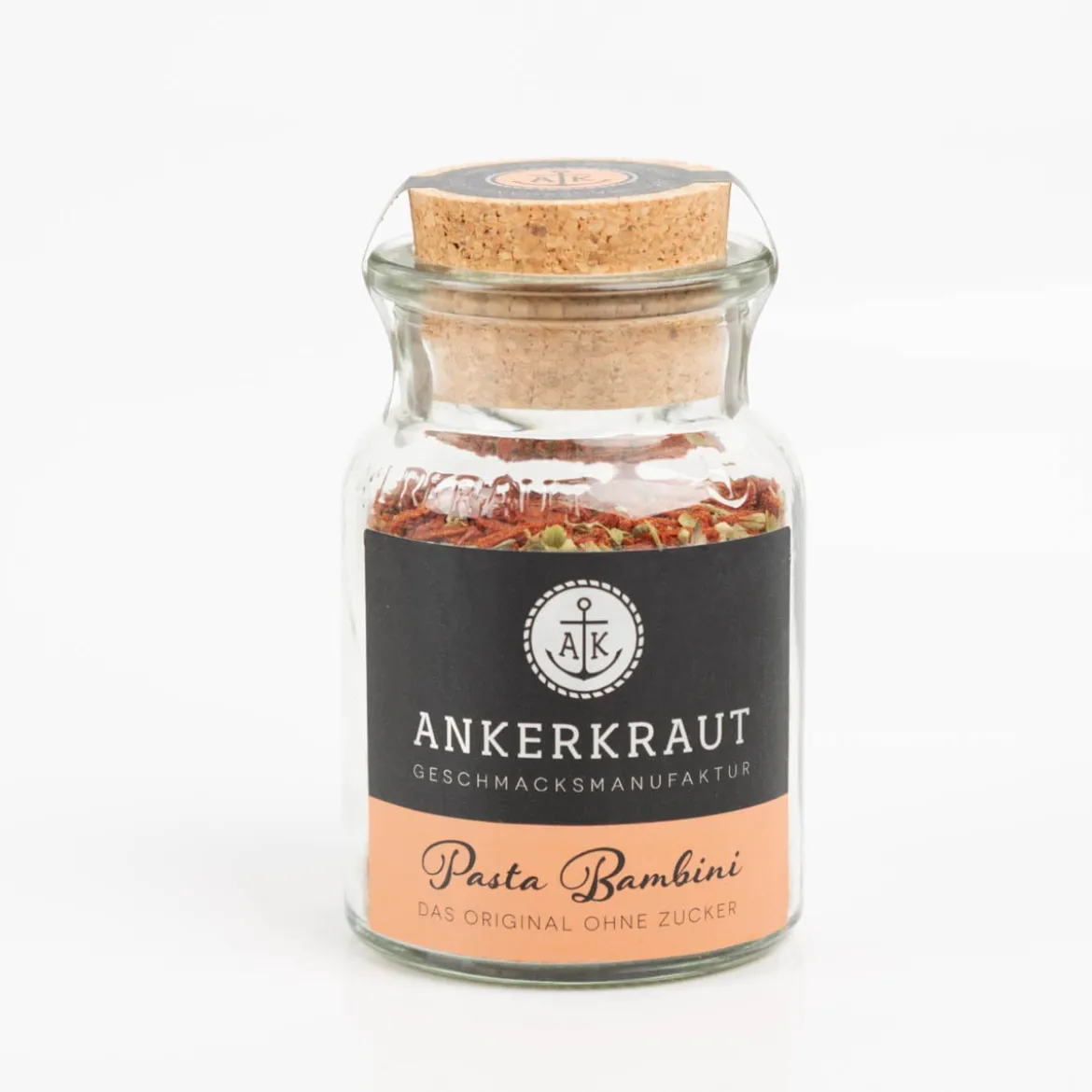 Pasta Bambini zuckerfrei Gewürzmischung im Glas 80g mit Korkdeckel von Ankerkraut