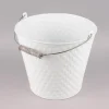 Pflanztopf Eimer Prägemuster einfarbig weiß 25x29cm