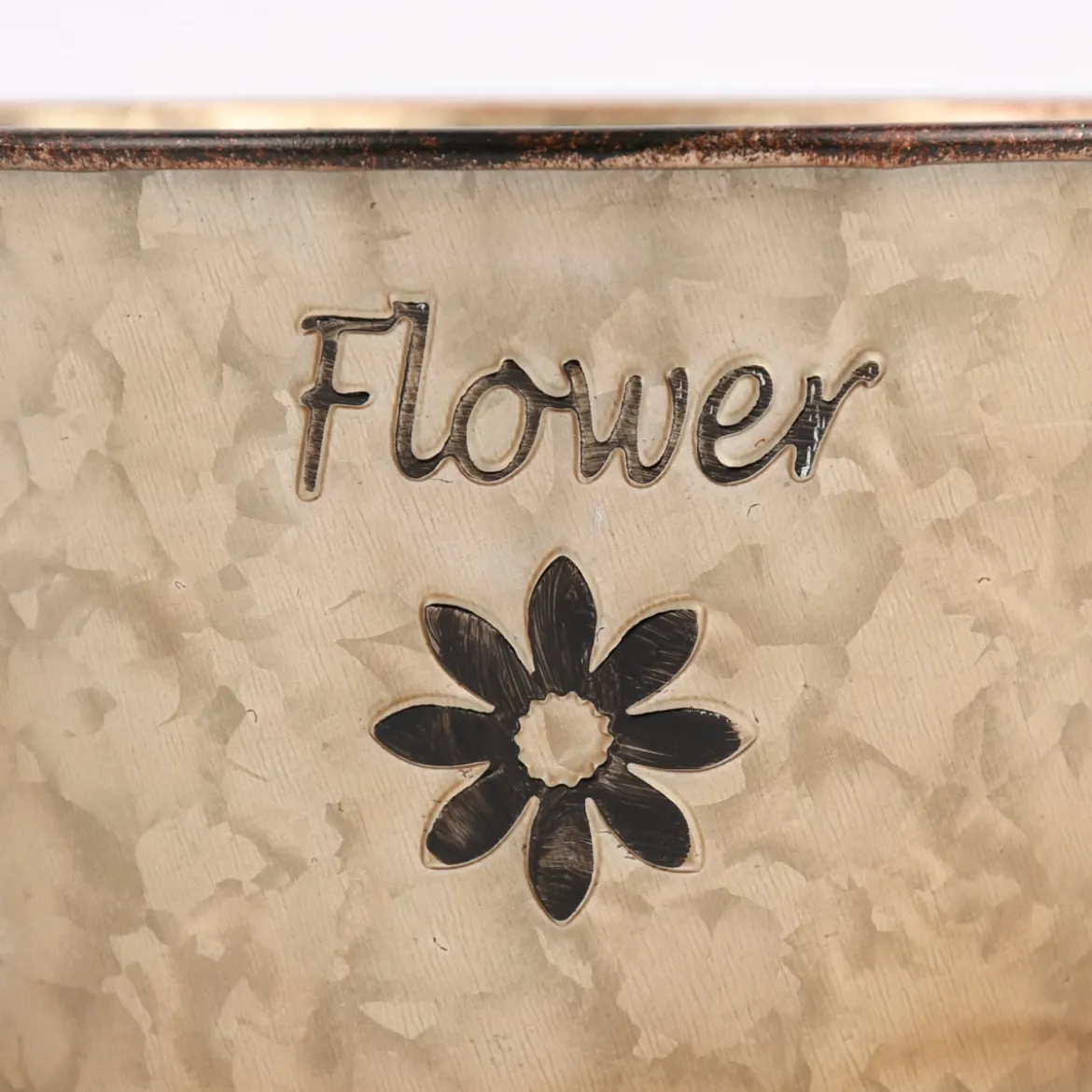 Pflanztopf Flower konisch mit Henkel Metall grau braun 17x9cm