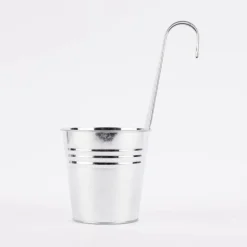 Pflanztopf mit Haken Metall silberfarben 13,5x29cm
