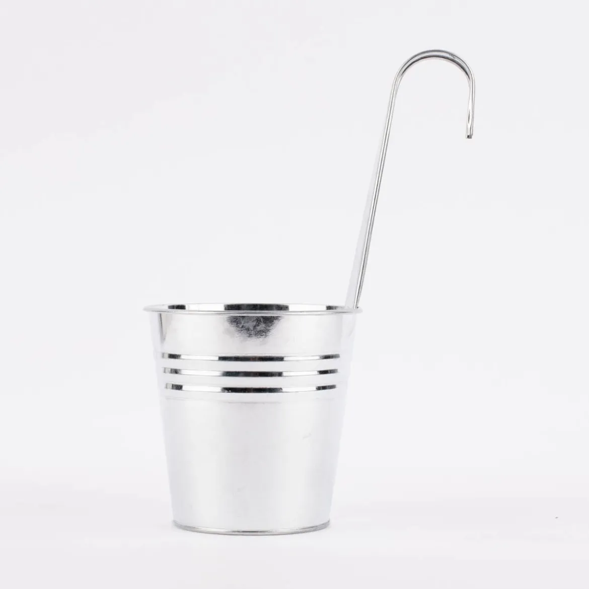 Pflanztopf mit Haken Metall silberfarben 13,5x29cm