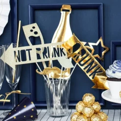 Photo Booth Set Fotorequisiten Let's celebrate 8-teilig goldfarbig