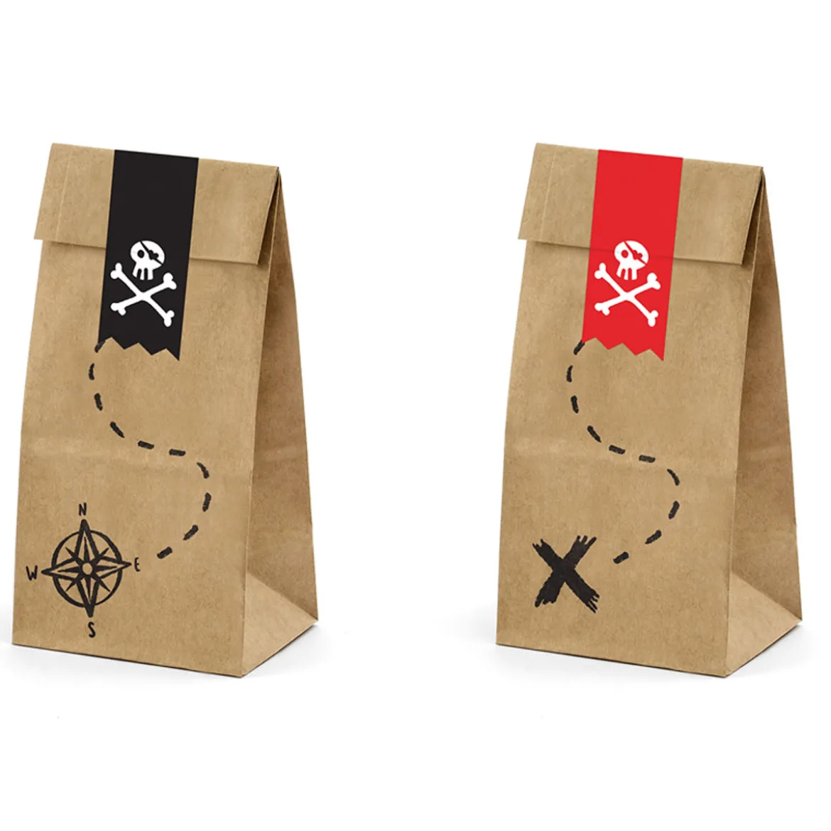 Piraten-Geschenktüten Mitgebsel Papiertüten 6Stk