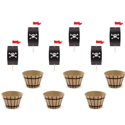 Piraten-Muffin-Set Cupcakestecker Piratenparty 18tlg