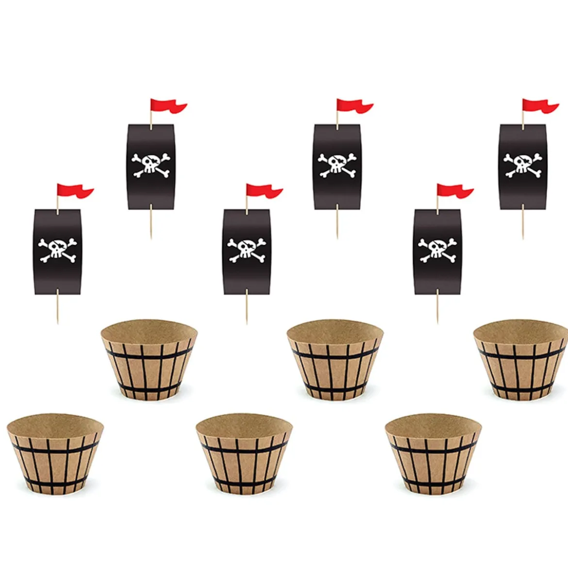 Piraten-Muffin-Set Cupcakestecker Piratenparty 18tlg