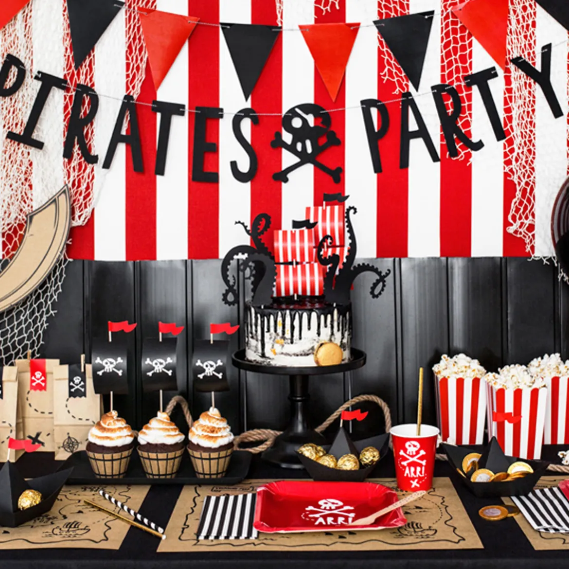 Piraten-Muffin-Set Cupcakestecker Piratenparty 18tlg