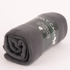 Plaid aus Polyester mit grobem Kettelrand einfarbig anthrazit grau 125x150cm