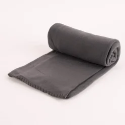 Plaid aus Polyester mit grobem Kettelrand einfarbig anthrazit grau 125x150cm