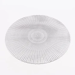Platzset rund Punkte Kunststoff silberfarbig 40cm