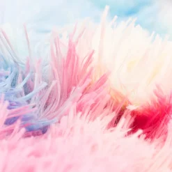 Plüsch Stoff Fellimitat Kunstfell Regenbogenfarben Langhaar bunt 1,65m Breite