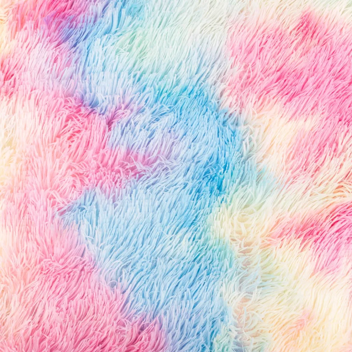 Plüsch Stoff Fellimitat Kunstfell Regenbogenfarben Langhaar bunt 1,65m Breite