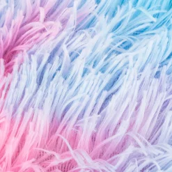 Plüsch Stoff Fellimitat Kunstfell Regenbogenfarben Langhaar bunt 1,65m Breite