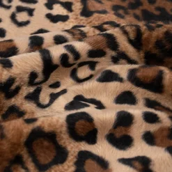 Plüsch Velours Fellstoff Fellimitat Leopard braun schwarz 1,4m Breite