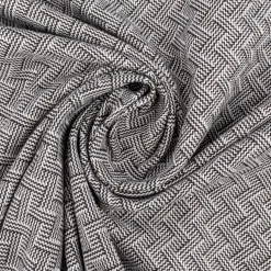Polsterstoff Dekostoff Jacquard Flachgewebe Alba Chevron schwarz wollweiß 1,40m Breite