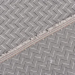 Polsterstoff Dekostoff Jacquard Flachgewebe Alba Chevron schwarz wollweiß 1,40m Breite