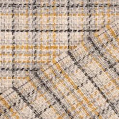 Polsterstoff Dekostoff Jacquard Flachgewebe Victoria Karo beige gelb 1,40m Breite