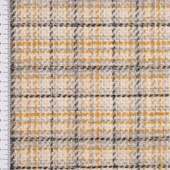 Polsterstoff Dekostoff Jacquard Flachgewebe Victoria Karo beige gelb 1,40m Breite