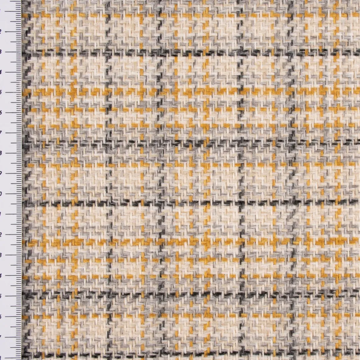 Polsterstoff Dekostoff Jacquard Flachgewebe Victoria Karo beige gelb 1,40m Breite
