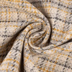 Polsterstoff Dekostoff Jacquard Flachgewebe Victoria Karo beige gelb 1,40m Breite