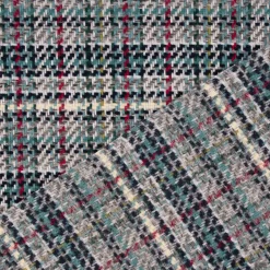 Polsterstoff Dekostoff Jacquard Flachgewebe Victoria Karo grau türkis pink 1,40m Breite