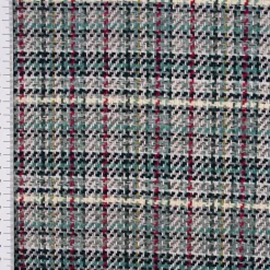 Polsterstoff Dekostoff Jacquard Flachgewebe Victoria Karo grau türkis pink 1,40m Breite