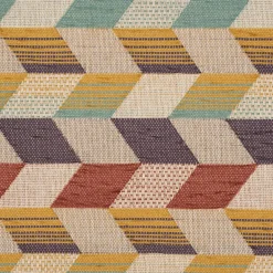 Polsterstoff Dekostoff Jacquard Flachgewebe Mira Rechtecke schräg beige lila mint gelb rot 1,40m Breite