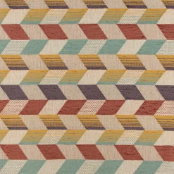 Polsterstoff Dekostoff Jacquard Flachgewebe Mira Rechtecke schräg beige lila mint gelb rot 1,40m Breite