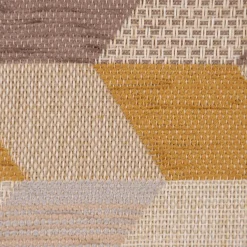 Polsterstoff Dekostoff Jacquard Flachgewebe Mira Rechtecke schräg beige gelb braun 1,40m Breite