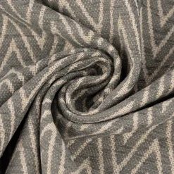 Polsterstoff Dekostoff Jacquard Flachgewebe Mira Chevron hellgrau beige 1,40m Breite