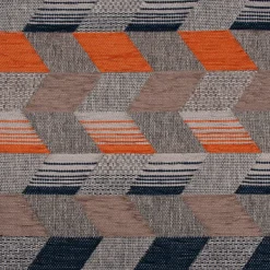 Polsterstoff Dekostoff Jacquard Flachgewebe Mira Rechtecke schräg grau orange blau 1,40m Breite